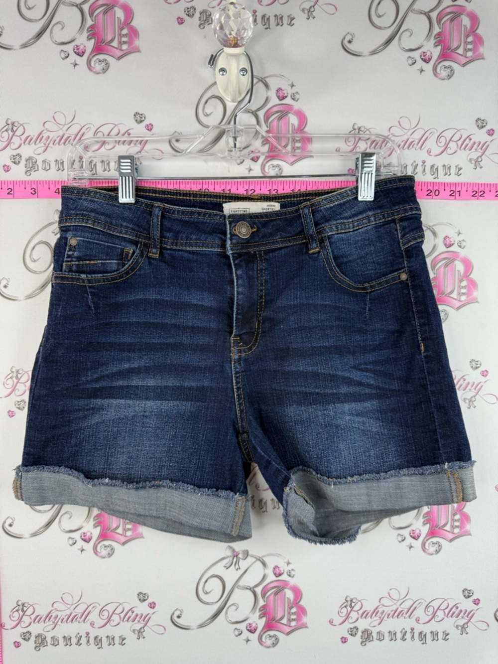 Ardene shorts shortie 82 Dark Blue Rolled Hem Denim Shorts gold details